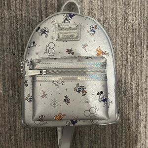 Disney Parks 100th Anniversary Mickey & Friends Platinum Loungefly, NWT.